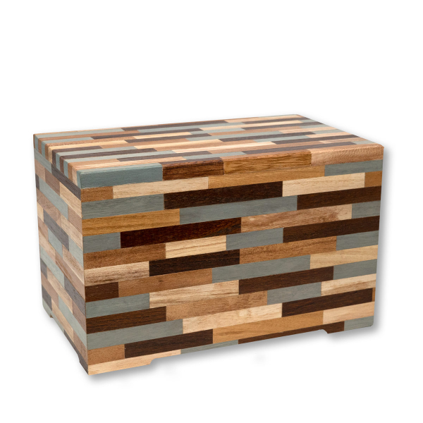 Traditional Repurposed Mosaic Wood Urn - Image 3