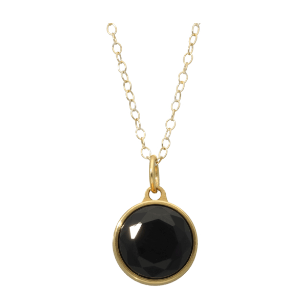 Black Onyx Faceted Ash Pendant Gold