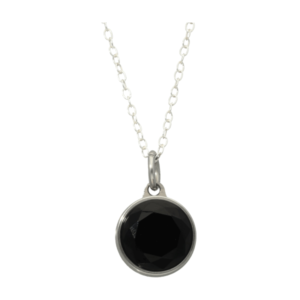 Black Onyx Faceted Ash Pendant Steel