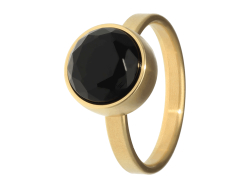Black Onyx Faceted Ring Gold 17mm