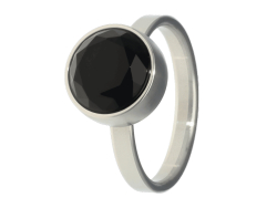 Black Onyx Faceted Ring Steel 17mm