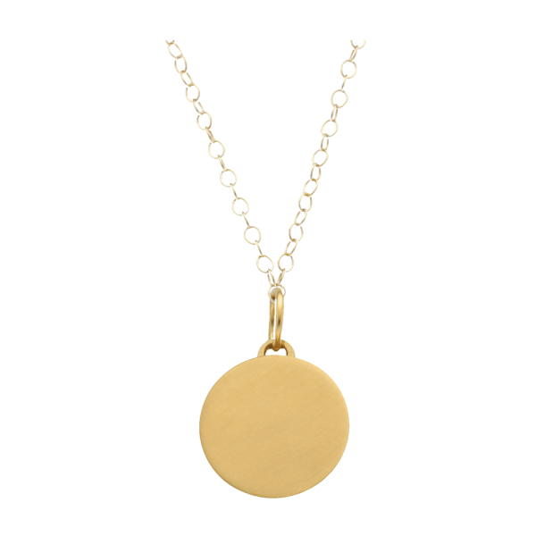 Plain Circle Engravable Ash Pendant Gold