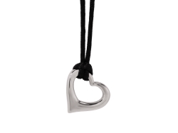 Floating Heart with Cotton Necklace Ash Pendant Silver
