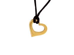 Floating Heart with Cotton Necklace Ash Pendant Gold wash